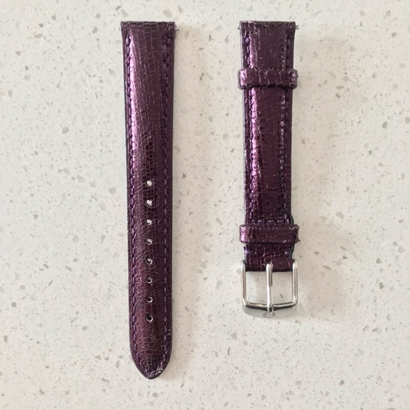Michele Accessories - NWOT Michele 16 Leather Metallic Purple Watch Band